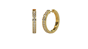 Luxury 18K Gold Channel Set Diamond Hoop <b>Earrings</b> Round Cut Hoops Eternity <b>Earrings</b> Fine Jewelry Gift for Women Everyday Wear - Product Image 1