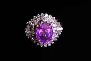 Anillo de Moda para Mujer con Diamante Grande de Corte Ovalado, Estilo Hip Hop, Plata 925, Corte Brillante Morado - Product Image 4