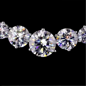 Collier de fiançailles en diamant cultivé en laboratoire à cinq pierres, coupe ronde, chaîne à maillons, or blanc tendance, bijoux pour femmes - Product Image 4