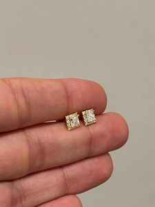 Pendientes de Diamante Cultivado en Laboratorio con Corte Princesa de 1.01CT, Oro Sólido de 14K, Joyería Delicada para Boda, Regalo para Enamorados, Estilo Moissanita - Product Image 5