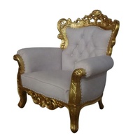 Canapé de style français une place en bois d'acajou, mobilier de style baroque, fauteuil rembourré en feuille d'or pour salon