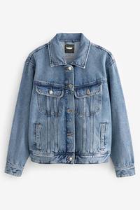 Patch poche Denim veste col rabattu lâche Denim printemps automne simple boutonnage vêtements d'extérieur pour femmes décontracté Jean femmes vestes - Product Image 4