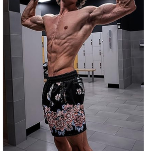 Wholesale Custom Men's Basketball Shorts Mesh Double <b>Layer</b> Plus Size Blue Breathable Quick Dry Comfortable Pockets Floral - Product Image 6