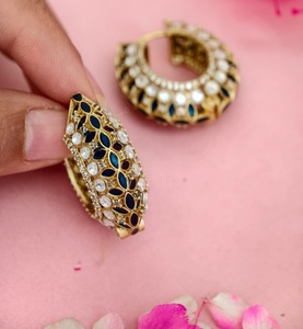 Classy Premium Quality <b>Gold</b> Plated Moissanite Hoop Earring For Women <b>Evening</b> Look Party Wear Collection - Product Image 4