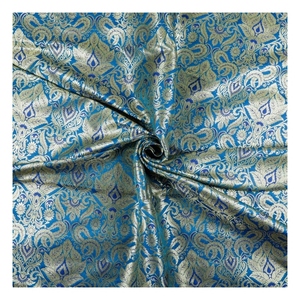 Tela de brocado de gasa de seda 100% personalizada para trajes de boda Textiles tejidos personalizados lisos indios para tapicería de Taiwán - Product Image 1