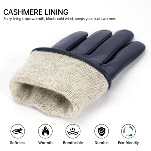 Gants en cuir longs jusqu'au poignet, style uni, non doublés, thermiques, pour usage quotidien, chaleur hivernale, tenue décontractée - Product Image 3