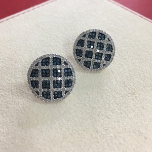 1.67 Cttw Round Cut White & Color Enhanced Blue Natural Diamond Stud <b>Earrings</b> for Women in 925 Sterling Silver, Screw <b>Back</b> - Product Image 2