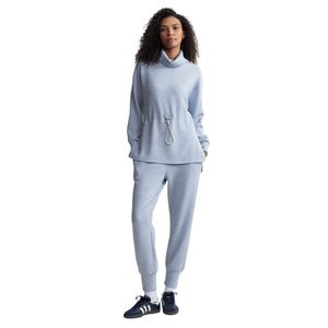 Sudadera de invierno para mujer, talla grande, de forro polar, color liso, holgada, con cintura ajustada, con pedrería, lavada, azul claro - Product Image 3