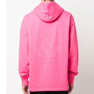 <b>Pink</b> Oversized Hooded <b>Sweatshirt</b> With Front Pocket And White Logo Casual Unisex Fit Regular Length French Terry Fabric - Product Image 5