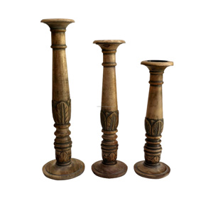 Porte-bougie rustique en bois naturel massif, support pour bougie tealight, décoration de table de style farmhouse pour la maison et le salon - Product Image 1