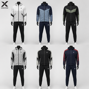 Coupe-vent à capuche pour homme X Sports City, kits d'équipe, style sportif color block en polyester, vêtement d'automne, fermeture éclair, respirant, OEM - Product Image 1