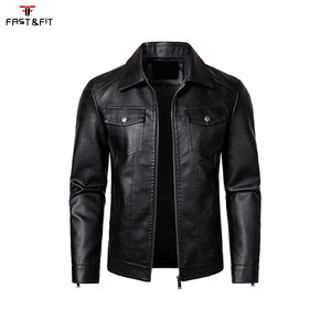 Veste en cuir véritable et toile pour homme, taille 8XL, mode automne-hiver, couleur unie, fermeture éclair sur le devant, imperméable et respirante pour homme - Product Image 1