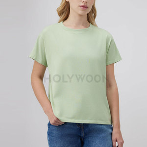 T-shirt en tricot tendance pour femmes, 100% coton, léger, confortable, respirant, vêtements décontractés d'été, style élégant pour les activités de plein air - Product Image 3