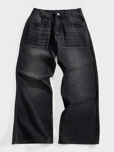 Pantalones Vaqueros Holgados de Algodón con Bolsillos, Pantalones Cargo Rectos, Pantalones Casuales con Cierre y Cordón Ajustable para Hombre - Product Image 2