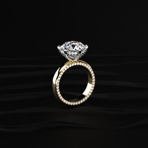 Anillos de Moissanita Redondos de 5 Quilates VVS en Oro Amarillo Sólido de 18K para Distribuidores Profesionales de Joyería Nupcial - Product Image 4