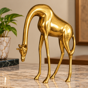 Elegante Escultura de Jirafa de Latón, Figura de Animal en Movimiento, Estatua de Metal Hecha a Mano, Decoración de Lujo para el Hogar, Adorno de Mesa - Product Image 3