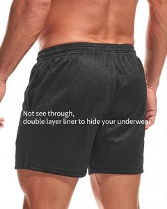 Pantalones Cortos Deportivos para Hombre, Negros, con Logotipo en la Parte Delantera, Cintura Media, con Cordón, Transpirables, de Secado Rápido, 100% Poliéster Tejido - Product Image 4