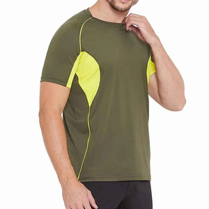 เสื้อยืดกีฬาคุณภาพสูง PUFFIN SPORTS แบบสั่งทำพิเศษสำหรับผู้ชาย แขนสั้น คอโอ ทรงพอดีตัว แห้งเร็ว ผ้าถักโพลีเอสเตอร์ สีตัดต่อ - Product Image 3