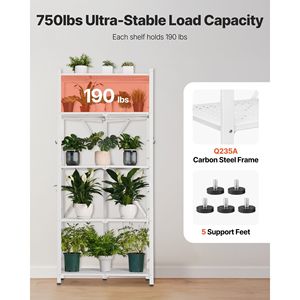 Estante de almacenamiento plegable de metal blanco de 5 niveles con ruedas Estanterías portátiles - Product Image 4