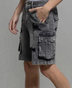 Pantalones Cortos de Mezclilla para Hombre, Diseño de Camuflaje, Ecológicos, Rotos, con Botones, Transpirables, de Algodón, Ropa Casual de Verano, Venta al Por Mayor de Fábrica - Product Image 4