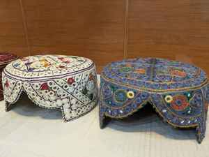 หมวกปักลายมือทำแบบซินธี หมวกพื้นเมืองปากีสถาน หมวกวัฒนธรรมชาติซินธี หมวกสวดมนต์มุสลิมทำมือ - Product Image 2