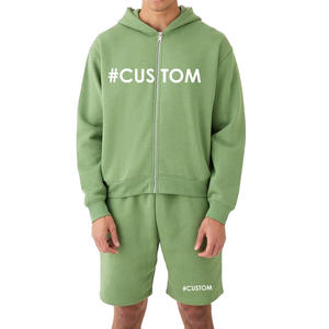 Cotton Fleece Heavyweight Zip up Hoodie Set Custom Blank 2 Piece Set Men Jogging Wear Unisex <b>Tracksuit</b> - Product Image 1