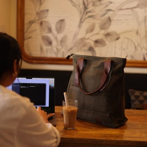 Bolso Tote de Lona y Cuero, Estilo Vintage, Resistente al Agua, Bolso de Hombro, para Viajes, Trabajo, Compras, Gran Capacidad, Bordado Abierto - Product Image 3