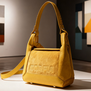Sac à main décontracté pour femme en suède jaune avec logo embossé, imperméable, idéal pour un usage quotidien - Vente en gros - Product Image 1