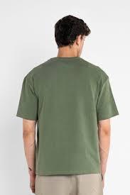 เสื้อยืดลำลองผู้ชายสีเขียวทรงโอเวอร์ไซส์ ผลิตจากผ้าฝ้ายออร์แกนิกคุณภาพสูง ทอแบบถัก แขนสั้นด้านหน้า ระบายอากาศได้ดี สวมใส่สบาย - Product Image 4