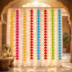 Wholesale <b>Artificial</b> Colorful Fabric Triangle Wall Decal Traditional Indian Festival Diwali Wedding Backdrop Decoration - Product Image 3