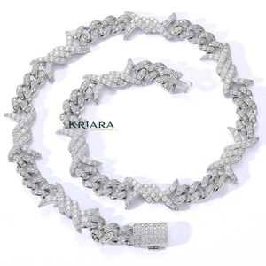 S925 <b>Silver</b> Rhodium Plated Lab Grown Diamond Link <b>Chain</b> Necklace Unisex Luxury Statement Jewelry Everyday Wear - Product Image 4