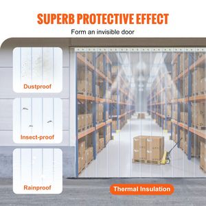 Cortina de tiras de PVC de 150 pies de largo, 8 pulgadas de ancho, 0.08 pulgadas de grosor, transparente, con nervaduras, para puertas, rollo a granel para logística y almacenes, plástico - Product Image 1