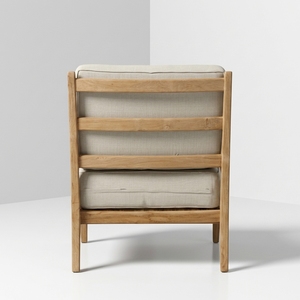Fauteuil en bois rembourré moderne en tissu crème pour salle d'attente, hall d'accueil, chambre d'hôtes - Fournisseur de mobilier - Product Image 6