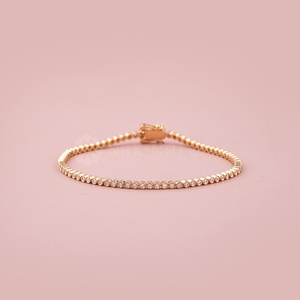 Brazalete Elegante con Diamantes Cultivados en Laboratorio, Corte Redondo, Engaste en Bisel, en Oro Sólido de 10K, 14K y 18K para Mujer, de la India - Product Image 1