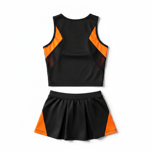Ensemble de cheerleading athlétique avec crop top et jupe, impression personnalisée, vêtements d'équipe pour événements sportifs scolaires et spectacles - Product Image 3