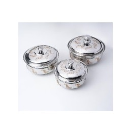 Juego de Tres Ollas Térmicas de Acero Inoxidable, Diseño de Lujo, Aptas para Horno y Lavavajillas, Calentador de Alimentos - Product Image 3