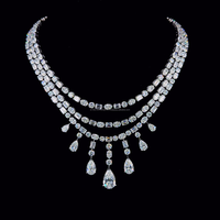 Collier de mariée de luxe en or blanc 14 carats, haute joaillerie, multi-rangs, émeraude et diamant de laboratoire taille ronde, colliers à perles tendance