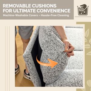 Divano Sezionale a U da Interno a 4 Posti con 2 Chaise Longue Corte, 283 cm di Lunghezza, in Tessuto Chenille, con Gambe in Plastica e Piume - Product Image 6