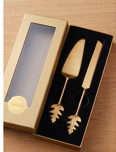 Leaf Design Handle Gold Finished <b>Cake</b> <b>Server</b> Steel Head Perfect For Special Occasions Parties Weddings And Birthday Celebration - Product Image 4