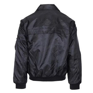 Black Winter Unisex Security Guard Bomber <b>Jacket</b> Coated Casual Stand Front Polyester/Cotton/Nylon Material Liner Zip-off Sleeves - Product Image 3