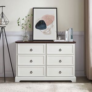 Modern Farmhouse 6-Drawer Chest of Drawers Wooden Bedroom Dresser with 6 Storage Drawers 6-Drawer Dresser for Bedroom - Product Image 2