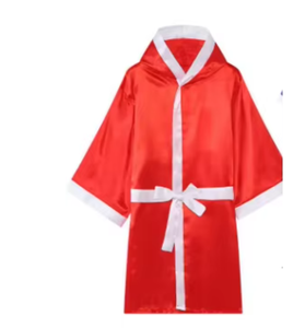 PROFIT SPORTS Robe à capuche en satin rouge, bleu et noir avec ceinture à bordure blanche, pour l'entraînement aux arts martiaux, toutes saisons, respirante, en polyester - Product Image 4