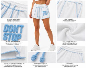 Shorts d'entraînement d'hiver pour femme, taille haute, respirants, en molleton de coton épais French Terry, brodés en chenille personnalisés - Product Image 6