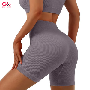 High Waist Elastic Women Booty Shorts <b>Sets</b> Casual Custom Logo Women's Sports Bra and Short <b>Sets</b> <b>White</b> Color Polyester Yoga <b>Sets</b> - Product Image 6