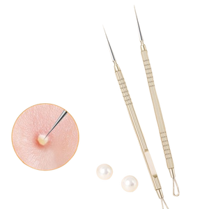 Kit professionnel d'aiguilles extractrices de points noirs et d'imperfections pour le soin du visage, avec double embout et outil extracteur de perles - Product Image 1