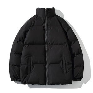 Men's <b>White</b> Stand Collar <b>Puffer</b> <b>Jacket</b> Polyester Casual Zipper Windproof Regular Length Solid Color - Product Image 5