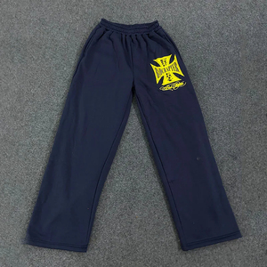 Custom Distressed Heavyweight Sweatpants Men Graphic Print Wide Leg Joggers Casual Streetwear Loose Fit Comfortable <b>Pants</b> OEM - Product Image 3