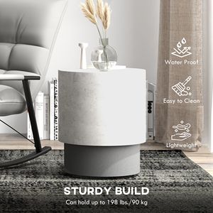 Tavolino Rotondo Regolabile a 4 Piedi con Finitura in Cemento per Uso Interno ed Esterno - Product Image 5