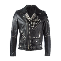 Veste réversible d'hiver de qualité supérieure, 100% cuir, écologique, respirante, coupe-vent, style punk, clous et pointes, unisexe, style goth rock