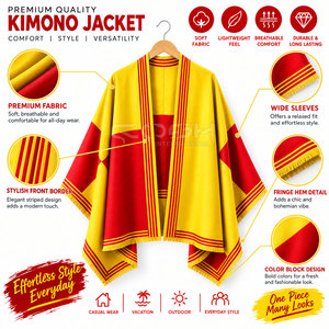 เสื้อคลุมคอช อินเตอร์เนชั่นแนล โซโรริตี้ ซิสเตอร์ฮู้ด สีเหลืองแดง แบบแบล็คคัลเลอร์ ทรงปีกค้างคาว ยาว สไตล์จีน ผ้าพอนโช ระบายอากาศได้ดี - Product Image 6